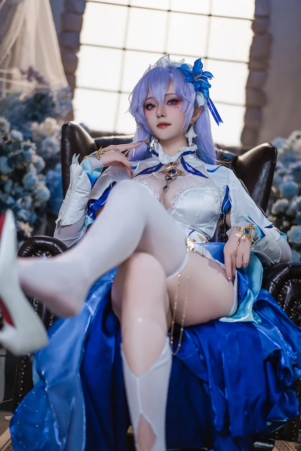 Natsuko Natsuko Blue Blue Line White Japanese Clothes - 101