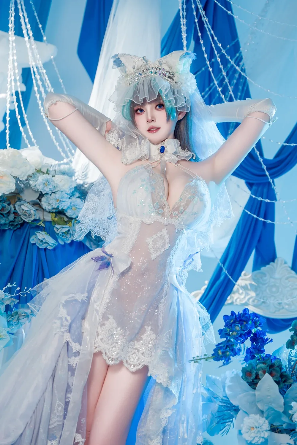 Natsuko Natsuko Blue Blue Line White Japanese Clothes - 104