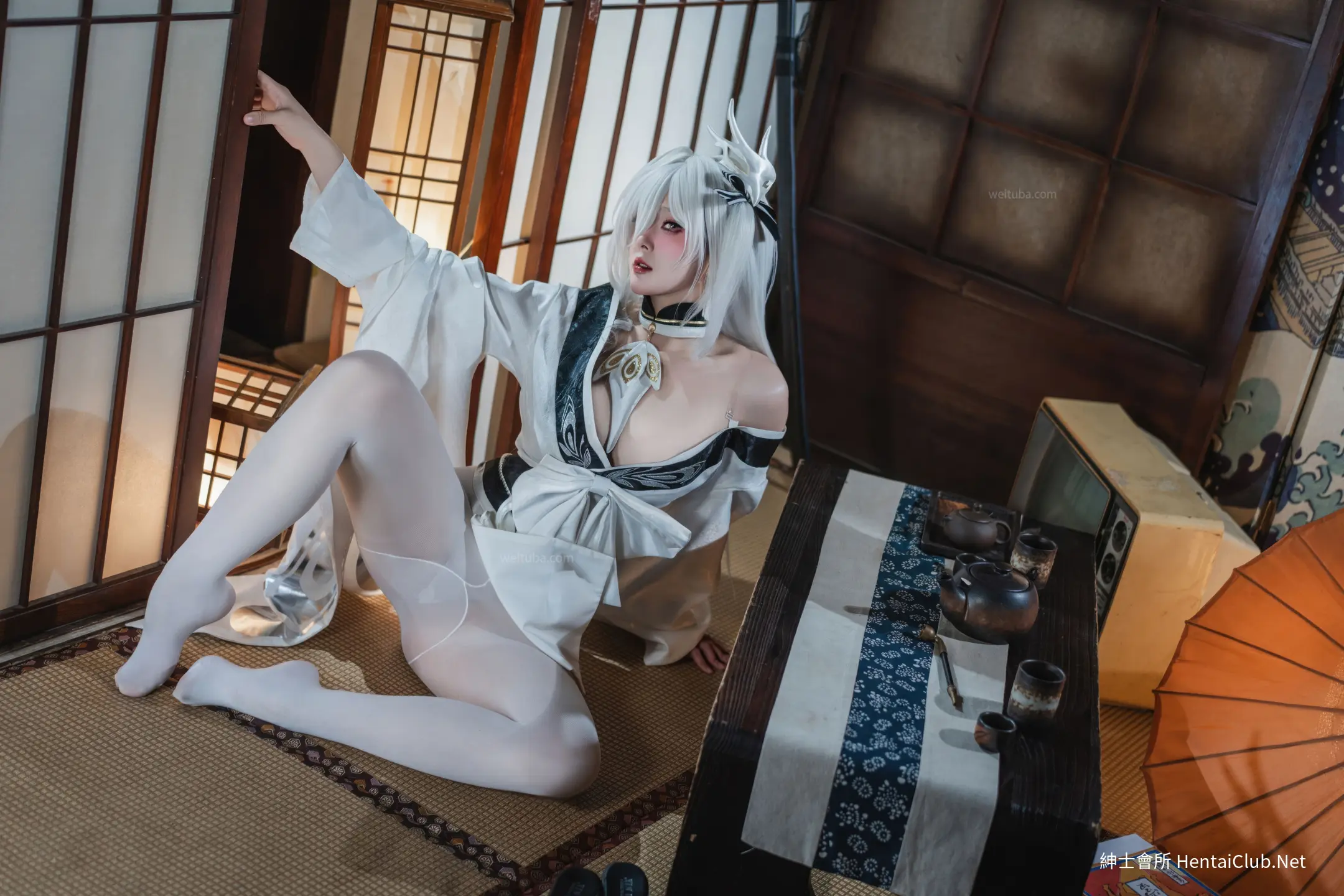 Natsuko Natsuko Blue Blue Line White Japanese Clothes - 60